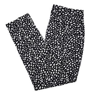 Chico's Pull On Pants Women's 1.5, 10, Black White Leopard High Rise Pockets